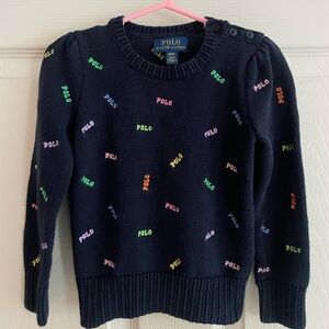 Little Girls Ralph Lauren Navy Knit Sweater